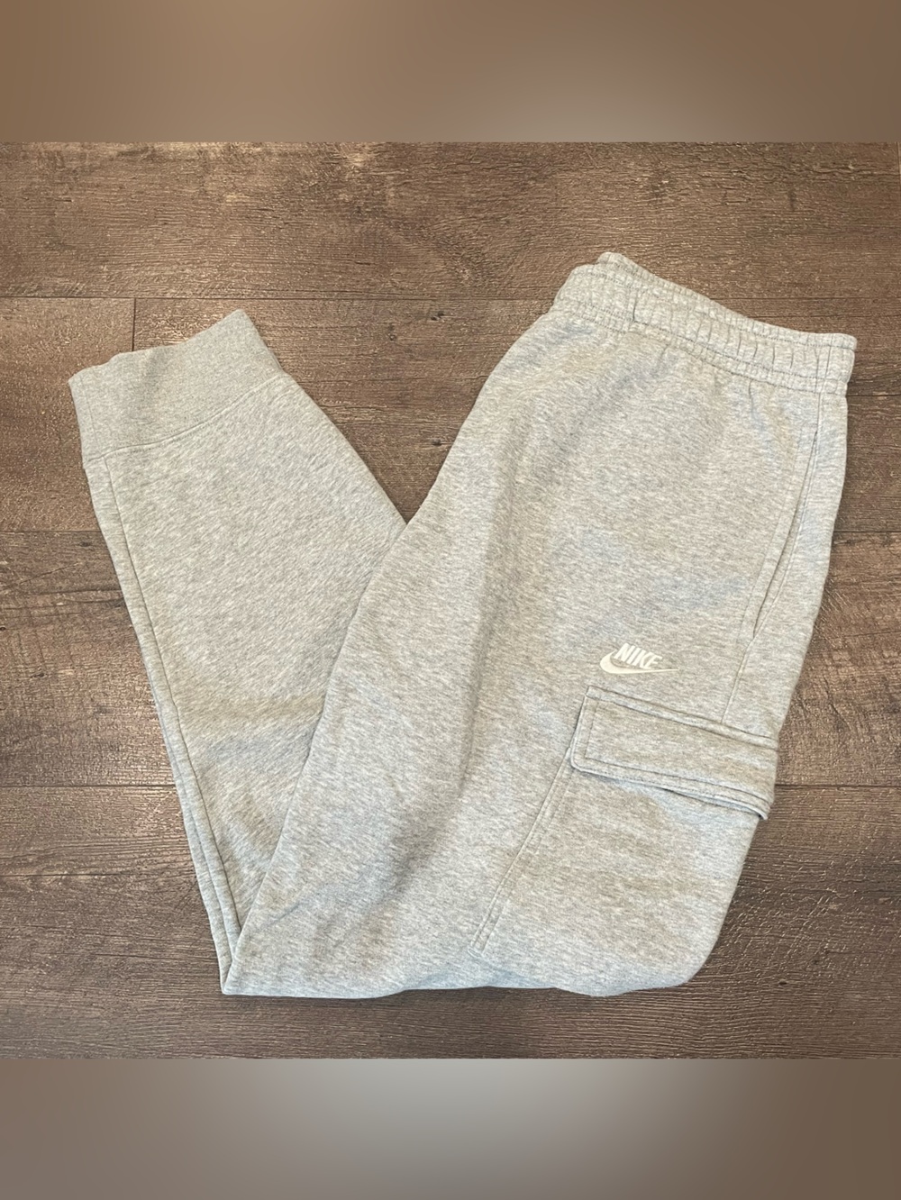 Nike Kids Light Gray Logo Cargo Joggers Athletic Sweatpants Casual Pants Size L